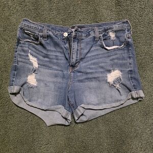 Hollister Light Blue Distressed Denim Shorts